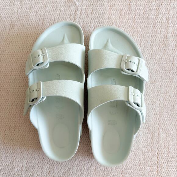 Birkenstock Surf Green Arizona Two Strap EVA Rubber Sandals Size 32 or 1-1.5 - Picture 6 of 6